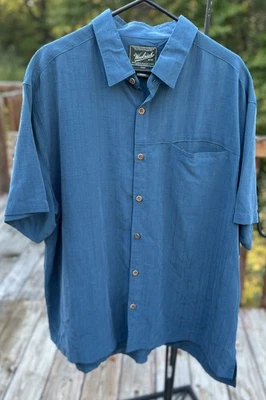 Woolrich Men’s 2XLBlue Button Up SS Shirt Polyester Blend Classic Quality K-444 - Image 1 of 4