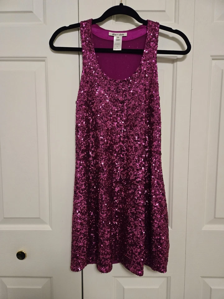Alice + Olivia Sequin Mini Cocktail Dress In Hot Pink Size XS - Image 1 of 4