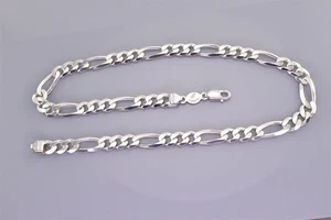 Collar OC Tanner Plata de Ley 9mm Cadena Figaro Sólida 925 Italia 60g 20" - Imagen 1 de 6