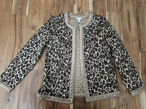 Chico's Gr. 1 Funky Art Glam Gold Wendejacke gesteppt Animal Print offen - Bild 1 von 7