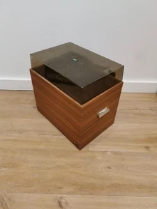 Vintage Wooden Vinyl Record Storage Box With Lid - Picture 1 of 9