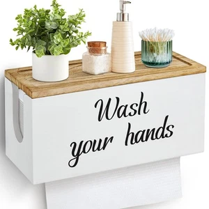 Solid Wood Paper Towel Dispenser Wall Mount, Commercial Paper Towel Holder wi... - Picture 1 of 7