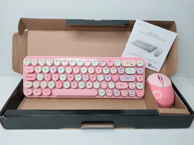 PERIXX ☆Periduo-802~ Bluetooth Mini Keyboard and Mouse Pink Retro Round Key  HTF - Image 1 of 4