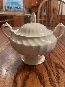 Myott Staffordshire England Zuckerdose mit Deckel 4,5" hoch Elfenbeinfarbe - Bild 1 von 8