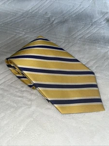 Neu mit Etikett Brooks Brothers Krawatte, reine Seide gelb, marineblau und weiß diagonal gestreift  - Bild 1 von 5