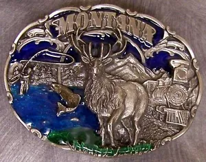 Pewter Belt Buckle State of Montana colored NEW - Picture 1 of 1