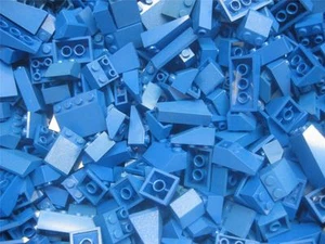 50 Lego Blue Slope Pieces: roof bricks inverted incline bulk lot city town - Picture 1 of 1