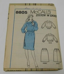 Vintage 1983 ungeschnitten McCall's Muster kein Umschlag 8805 Oberteil & Rock Größe 12-16 - Bild 1 von 2
