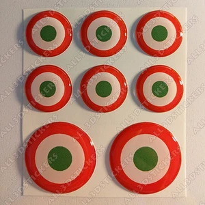 8 pegatinas italianas Roundel Italia 3D con cúpula de resina redonda bandera adhesivo de la Fuerza Aérea - Imagen 1 de 2