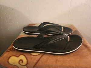 Crocs Crocband Flip Flop Sandals Mens 12 Black Croslite Rubber Thong Comfort #50 - Picture 1 of 6