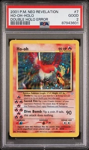 Pokemon Ho-oh Neo Revelation Holo Rare 7/64 Double Holo Error Holo Bleed PSA 2 - Picture 1 of 2