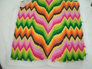 Vintage Crewel /Embroidery **Bargello** Unframed --13 x 13" Colorful - Picture 1 of 1