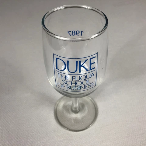 Duke Fuqua Wine Glass VTG 1987 School Of Business Blue Devils Student Alumni 80s Cover