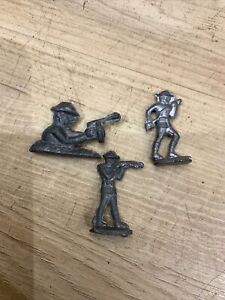 Lot of 3 Vintage Metal Toy Soldiers Riflemen Antique Tin Pewter Lead Army Men
