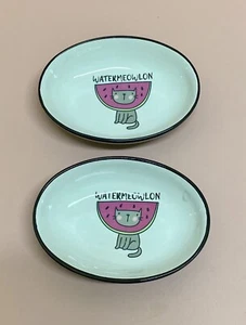 😻SET OF 2 WINIFRED & LILY PINK WATERMELON KITTEN KITTY CAT FOOD PET BOWL DISHES - Picture 1 of 8