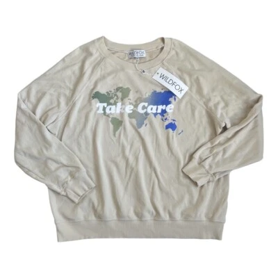 NEW Wildfox Cream Take Care SIZE XL Sommers Sweatshirt - Image 1 of 4