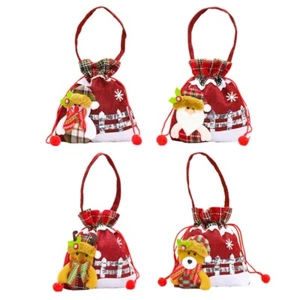 Christmas Candy Bags with Handle Cartoon Drawstring Gift Pouch Party - Picture 1 of 11