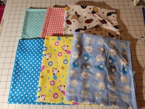 40 x 22 USA MADE  Toddler Daycare Flannel cot sheets Assorted Prints (6 sheets) - Picture 1 of 3