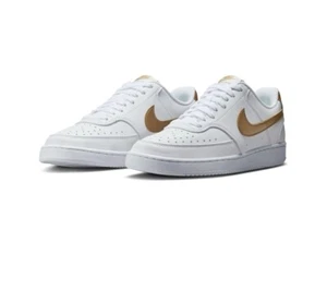 Size 6.5 - Nike Court Vision Next Nature Low White Metallic Gold W - Picture 1 of 7