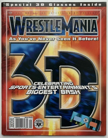 WWF Wrestling Magazine WRESTLEMANIA 3D issue w/ Glasses wwe Cover