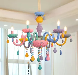 Modern LED Macaron Color Crystal Chandelier Ceiling Pendant Lamp Indoor Lighting - Picture 1 of 9