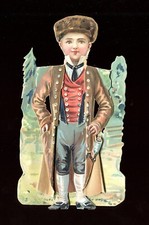Interesting Mechanical Trade Card "Au Bon Marche" Paper Doll - Russian?
