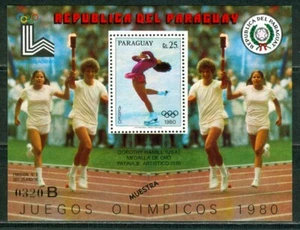 Paraguay Olympic Games Lake Placid 1980 Block Dorothy Hamill with MUESTRA - Picture 1 of 1