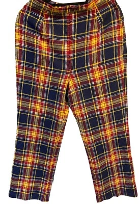 Vintage 70's Plaid Hand Sewn Straight Leg Trousers 28” - Imagem 1 de 4