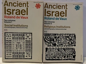 ANCIENT ISRAEL by ROLAND de VAUX 2 Volume Set Social & Religious Institutions - Picture 1 of 8