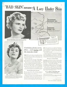 1936 POND's COLD CREAM cosmetic PRINT AD blackheads and pimples makeup - Picture 1 of 3