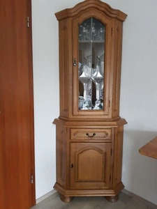 Eckvitrine 2-tlg. mit Butzenglasscheiben Eiche Rustikal sgt.Zustand - Bild 1 von 2
