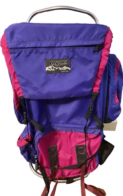  Mochila externa Jansport magenta púrpura marco de aluminio de colección años 90 Foto 1 de 4
