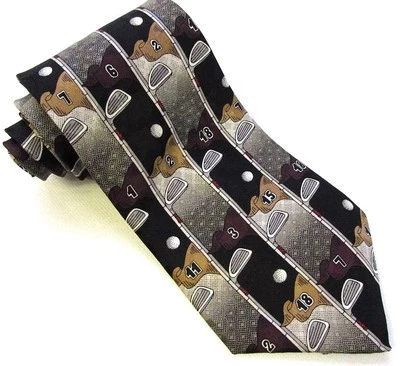 Corbata para hombre Platinum Studio 100 % seda corbata gráfica palos de golf Foto 1 de 4