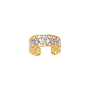 14K Yellow & White Two-tone Gold Toe Ring Fine Jewelry - Picture 1 of 1