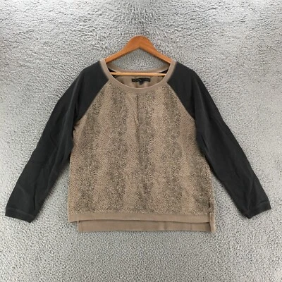 VANS Raglan Sweater Womens Large Black Brown Animal Print Long Sleeve Pullover - Image 1 of 4