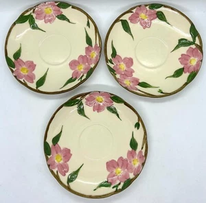 El Rancho Wild Rose Cina anni '30 dipinto a mano USA Desert Rose 3 piattini 5 7/8" - Foto 1 di 7