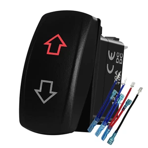 12V 24V RED Led up down Momentary Rocker Switch with Wires 7P (On)-Off-(On) Arro - Picture 1 of 12