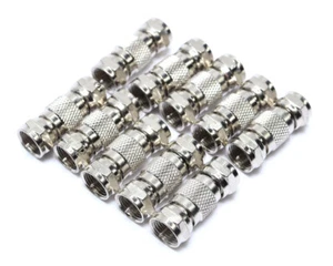 F type Male-Male Coupler Inline Coax Coaxial Cable Connector Screw Adapter, 10pc - Picture 1 of 3