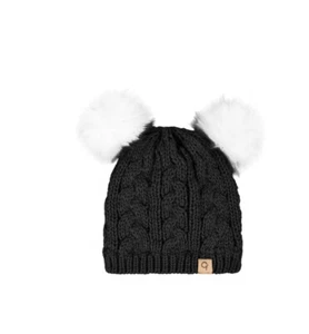 Cold Front Girls Sophie Hat W/ Faux Fur Pom Poms Black - Picture 1 of 1