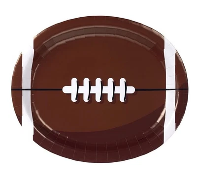 Set Of 8 Football Party Paper Plates Disposable Football Shape Plates 12” X 10” - Image 1 of 2