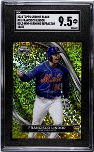 2024 Topps Chrome Black - Francisco Lindor #81 Gold Mini-Diamond Refractor 41/50 - Bild 1 von 2