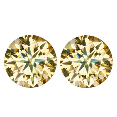 5.79 Ct   [2Pcs Pair]  Brilliant Round Cut 9.5 MM Golden Yellow Moissanite - Image 1 of 4