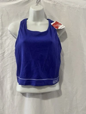 Camiseta sin mangas Hanes Originals Bralette para mujer Longline acanalada 2XL azul espalda deportiva Foto 1 de 4