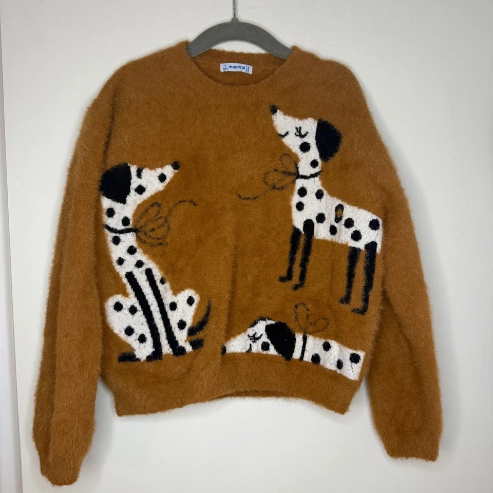 Suéter Mayoral Niños Marrón Difuso Estampado Perro Dálmata Niña Talla 7 Usado en Excelente Condición Foto 1 de 4