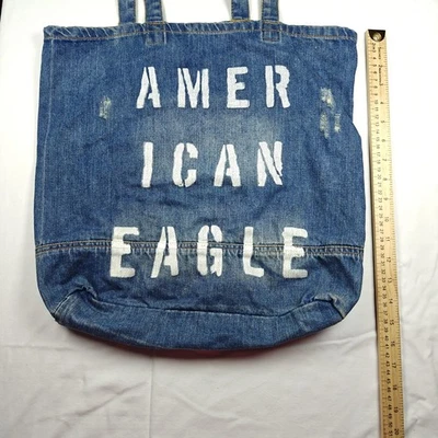 American Eagle состаренный джинсовой ткани сумка с короткими ручками Y2K опрятный город - Изображение 1 из 4