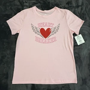 Way to Celebrate Valentine’s Pink ‘Heart Breaker’ Tee T-Shirt, Girls XXL 18 NEW - Picture 1 of 7