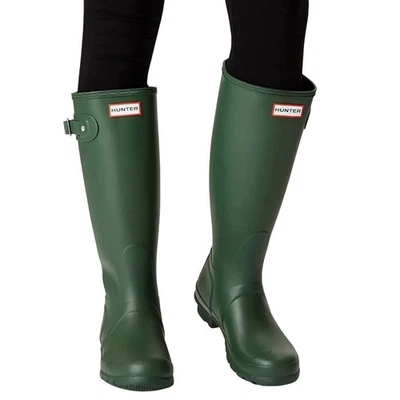 Hunter Mujer 11 Verde Mate Original Botas de Lluvia Altas Impermeables LM1-54 Foto 1 de 4