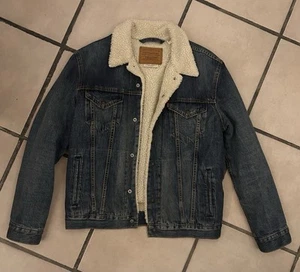 Levi’s Premium Line Sherpa Light Blue Denim Jacket Mens / Sz: M - Picture 1 of 6