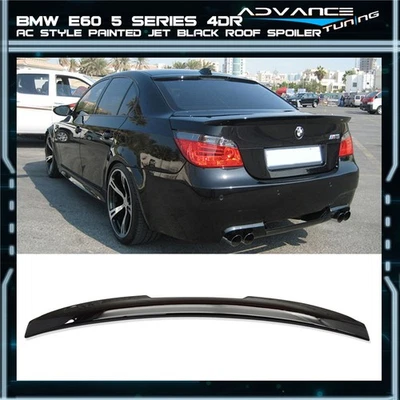 Fits 04-10 BMW E60 5-Series Sedan Roof Spoiler Wing Lip Painted #668 Jet Black - Image 1 of 4