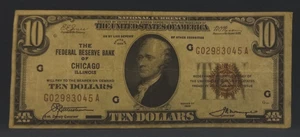 1929-10$--FRB-NATIONALWÄHRUNG-"CHICAGO"-BROWNSEAL, CLEAN FIELDS-JONES/WOODS. - Bild 1 von 3